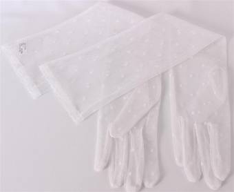 Ladies evening glove long net/spot  white S/EV5291